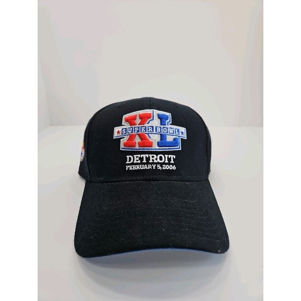 Superbowl XL Baseball Hat Detroit 2/5/06 Black Reebok Pittsburg Steelers logo